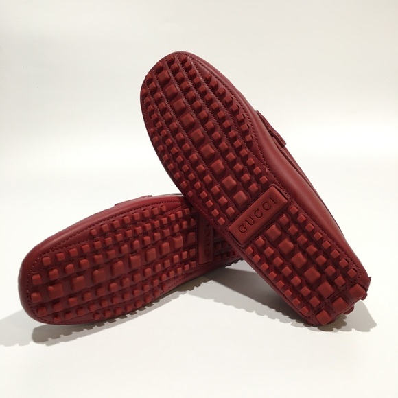 GUCCI INTERLOCKING G DRIVING MOCCASINS -RED CALF LEATHER -MEN’S US 9 -NEW - Picture 9 of 11